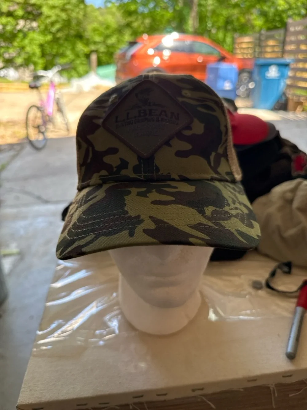 L.L. Bean Camo Trucker Hat in Green & Tan - Picture 4 of 4